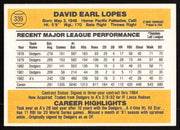 Davey Lopes Autographed 1983 Donruss Card #339 Oakland A's SKU #264624