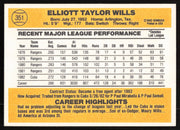Bump Wills Autographed 1983 Donruss Card #351 Chicago Cubs SKU #264625