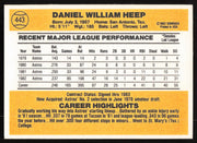 Danny Heep Autographed 1983 Donruss Card #443 Houston Astros SKU #264628
