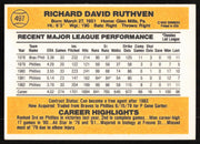 Dick Ruthven Autographed 1983 Donruss Card #497 Philadelphia Phillies SKU #264632