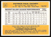 Pat Zachry Autographed 1983 Donruss Card #560 New York Mets SKU #264636