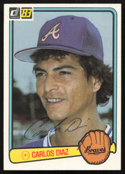 Carlos Diaz Autographed 1983 Donruss Card #562 Atlanta Braves SKU #264637
