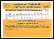 Carlos Diaz Autographed 1983 Donruss Card #562 Atlanta Braves SKU #264638