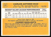 Carlos Diaz Autographed 1983 Donruss Card #562 Atlanta Braves SKU #264640