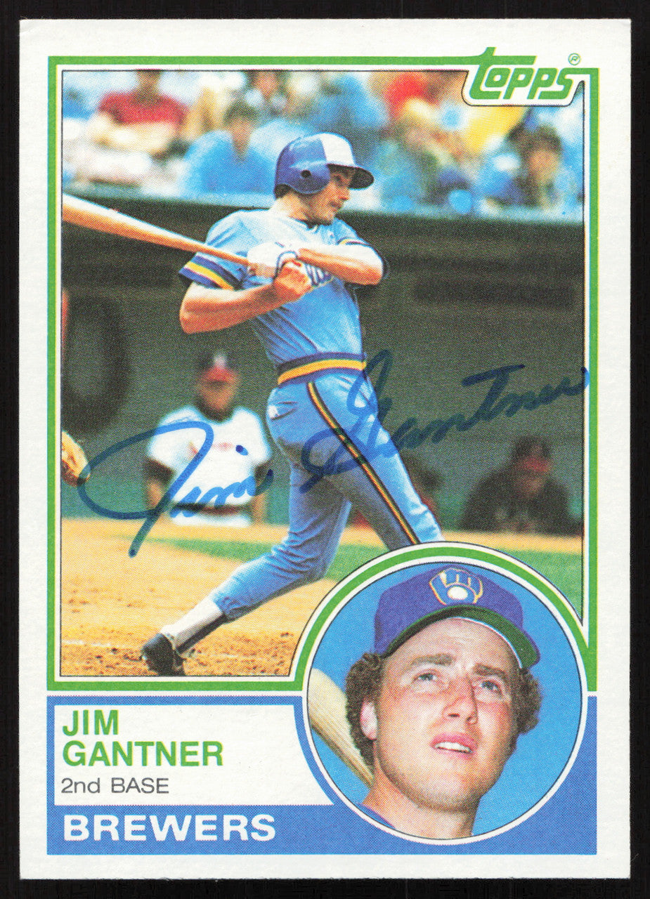 Jim Gantner Autographed 1983 Topps Card #88 Milwaukee Brewers SKU #264650