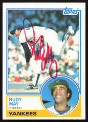 Rudy May Autographed 1983 Topps Card #408 New York Yankees SKU #264668