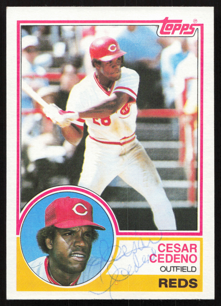 Cesar Cedeno Autographed 1983 Topps Card #475 Cincinnati Reds SKU #264673