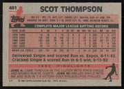 Scot Thompson Autographed 1983 Topps Card #481 Chicago Cubs SKU #264674