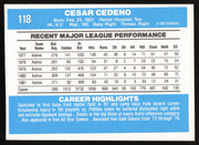 Cesar Cedeno Autographed 1982 Donruss Card #118 Houston Astros SKU #264693