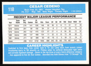 Cesar Cedeno Autographed 1982 Donruss Card #118 Houston Astros SKU #264694