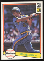Jim Anderson Autographed 1982 Donruss Card #181 Seattle Mariners SKU #264705