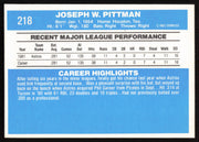 Joe Pittman Autographed 1982 Donruss Rookie Card #218 Houston Astros SKU #264706