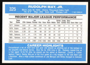 Rudy May Autographed 1982 Donruss Card #325 New York Yankees SKU #264715