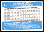 Davey Lopes Autographed 1982 Donruss Card #327 Los Angeles Dodgers SKU #264716