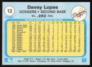 Davey Lopes Autographed 1982 Fleer Card #12 Los Angeles Dodgers SKU #264719