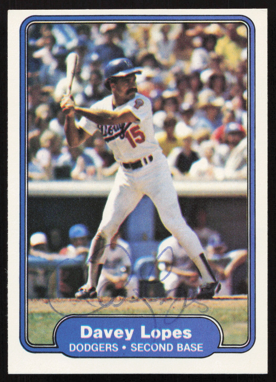 Davey Lopes Autographed 1982 Fleer Card #12 Los Angeles Dodgers SKU #264720
