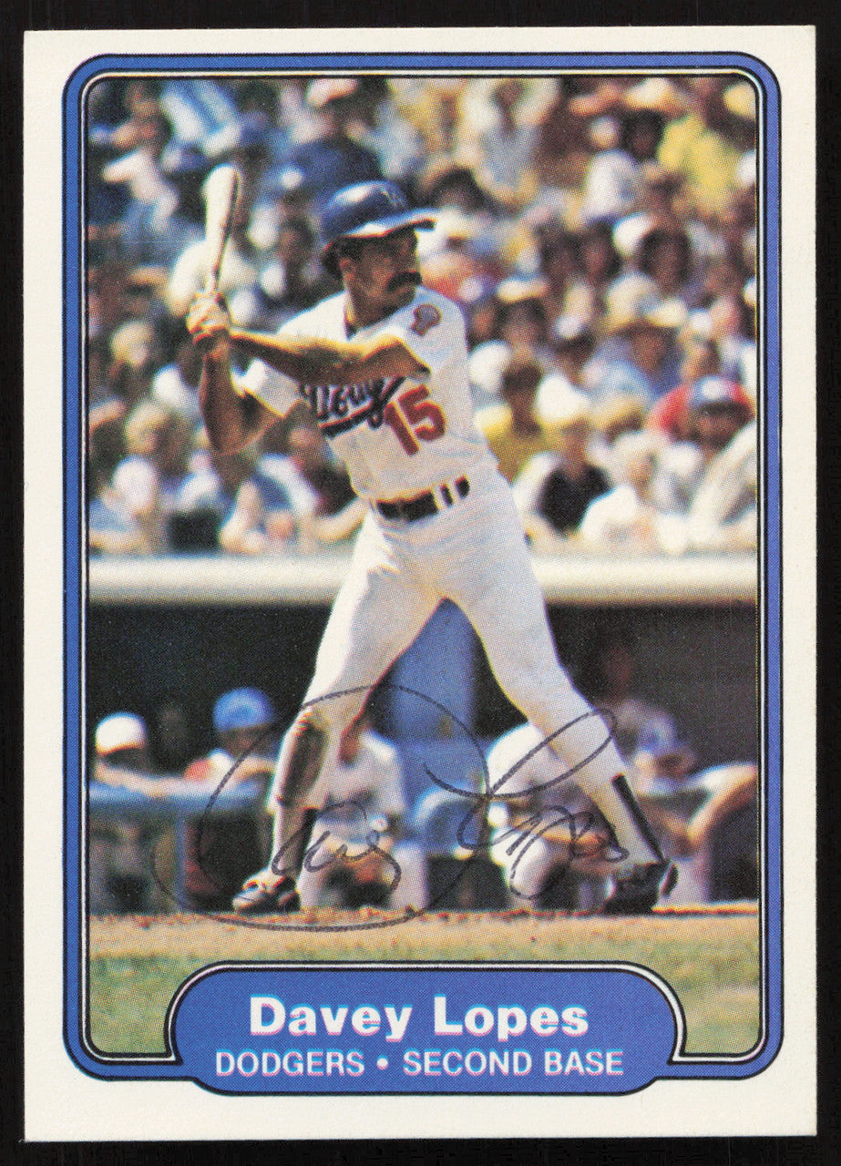 Davey Lopes Autographed 1982 Fleer Card #12 Los Angeles Dodgers SKU #264721