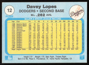 Davey Lopes Autographed 1982 Fleer Card #12 Los Angeles Dodgers SKU #264721