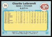 Charlie Leibrandt Autographed 1982 Fleer Card #74 Cincinnati Reds SKU #264728