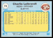 Charlie Leibrandt Autographed 1982 Fleer Card #74 Cincinnati Reds SKU #264729
