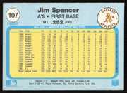 Jim Spencer Autographed 1982 Fleer Card #107 Oakland A's SKU #264730