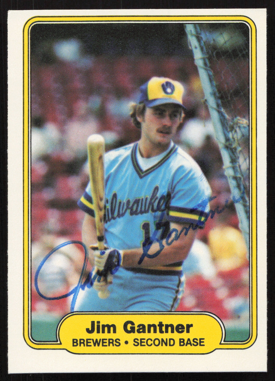 Jim Gantner Autographed 1982 Fleer Card #142 Milwaukee Brewers SKU #264731