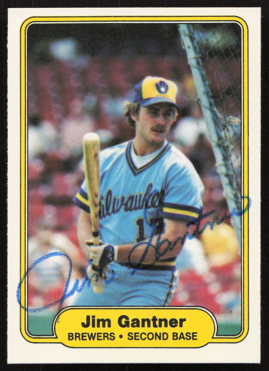Jim Gantner Autographed 1982 Fleer Card #142 Milwaukee Brewers SKU #264732