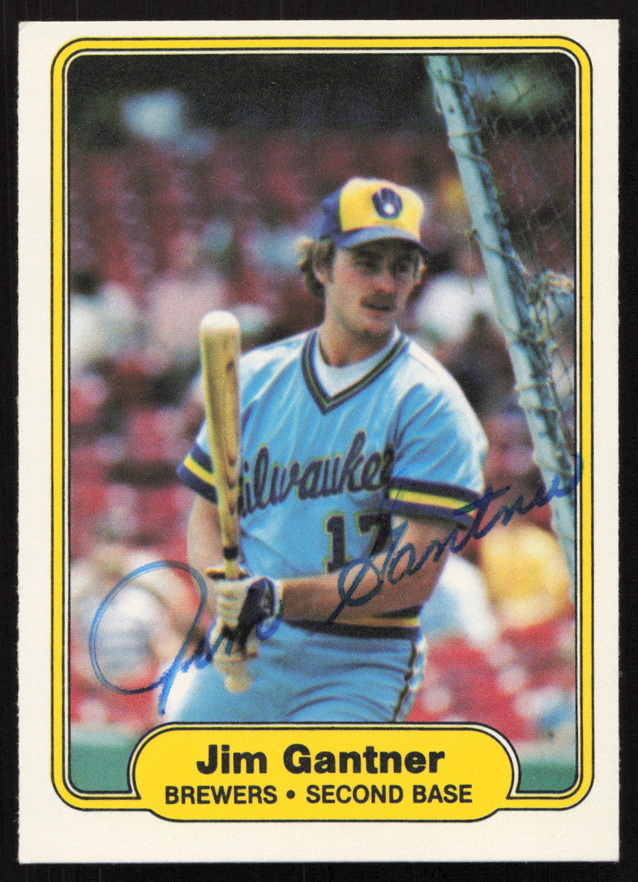 Jim Gantner Autographed 1982 Fleer Card #142 Milwaukee Brewers SKU #264733