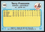 Terry Francona Autographed 1982 Fleer Card #188 Montreal Expos SKU #264745