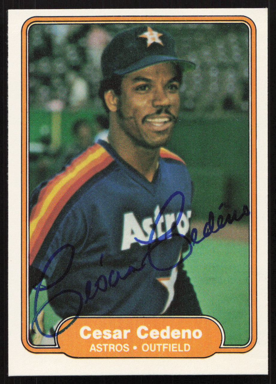 Cesar Cedeno Autographed 1982 Fleer Card #213 Houston Astros SKU #264748