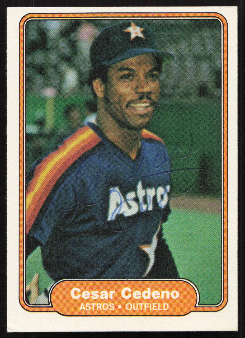 Cesar Cedeno Autographed 1982 Fleer Card #213 Houston Astros SKU #264749