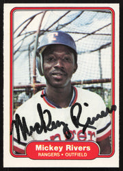 Mickey Rivers Autographed 1982 Fleer Card #328 Texas Rangers SKU #264761