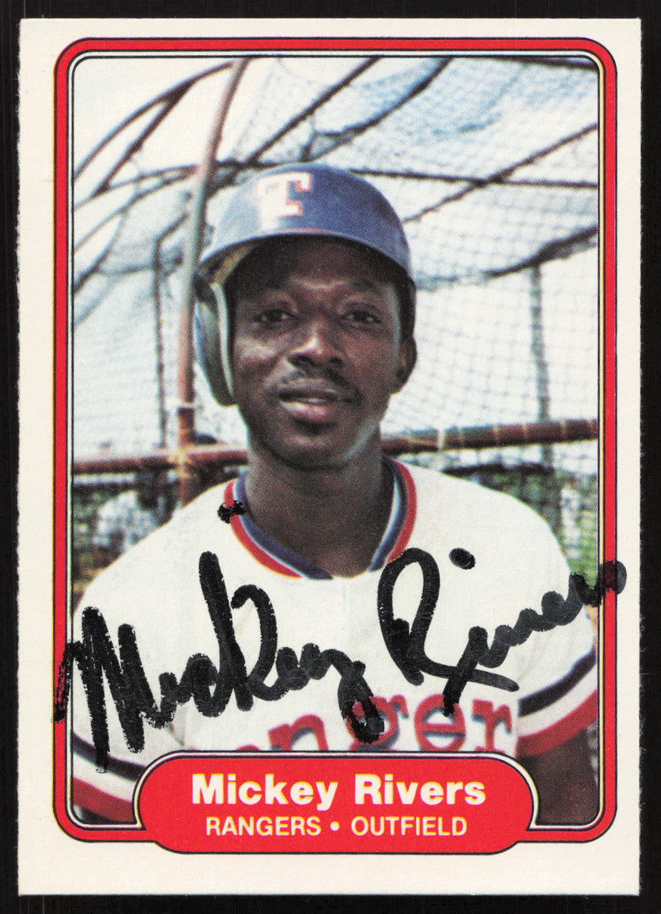 Mickey Rivers Autographed 1982 Fleer Card #328 Texas Rangers SKU #264761