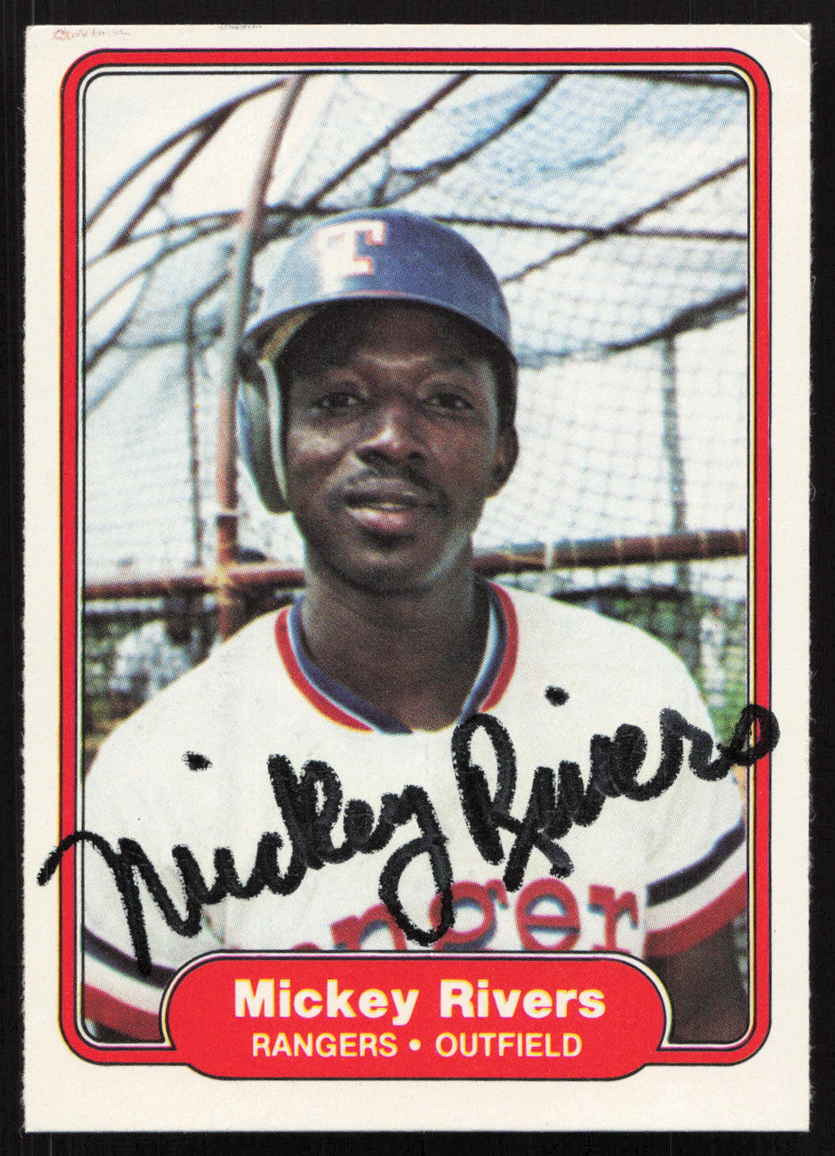 Mickey Rivers Autographed 1982 Fleer Card #328 Texas Rangers SKU #264762