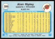 Allen Ripley Autographed 1982 Fleer Card #399 San Francisco Giants SKU #264767