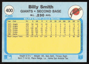 Billy Smith Autographed 1982 Fleer Card #400 San Francisco Giants SKU #264768