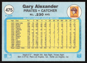 Gary Alexander Autographed 1982 Fleer Card #475 Pittsburgh Pirates SKU #264774