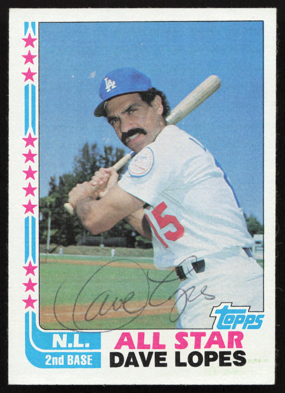 Dave Davey Lopes Autographed 1982 Topps Card #338 Los Angeles Dodgers SKU #264804