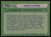 Dave Davey Lopes Autographed 1982 Topps Card #338 Los Angeles Dodgers SKU #264804