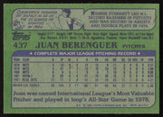 Juan Berenguer Autographed 1982 Topps Card #437 Toronto Blue Jays SKU #264814