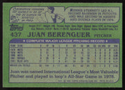 Juan Berenguer Autographed 1982 Topps Card #437 Toronto Blue Jays SKU #264816