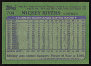 Mickey Rivers Autographed 1982 Topps Card #704 Texas Rangers SKU #264828