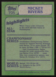 Mickey Rivers Autographed 1982 Topps Card #705 Texas Rangers SKU #264831