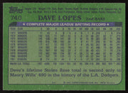 Dave Davey Lopes Autographed 1982 Topps Card #740 Los Angeles Dodgers SKU #264833