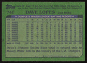 Dave Davey Lopes Autographed 1982 Topps Card #740 Los Angeles Dodgers SKU #264834