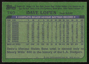 Dave Davey Lopes Autographed 1982 Topps Card #740 Los Angeles Dodgers SKU #264836