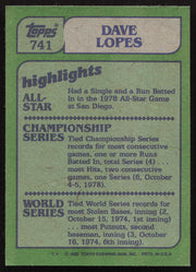 Dave Davey Lopes Autographed 1982 Topps Card #741 Los Angeles Dodgers SKU #264840