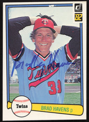 Brad Havens Autographed 1982 Donruss Card #382 Minnesota Twins SKU #264850