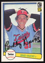 Brad Havens Autographed 1982 Donruss Card #382 Minnesota Twins SKU #264851
