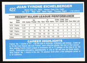 Juan Eichelberger Autographed 1982 Donruss Card #422 San Diego Padres SKU #264857